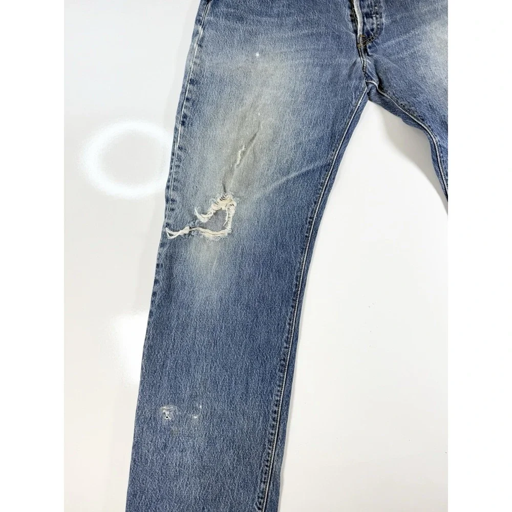 Levi's 501 Denim Blue Jeans Men's‎ 35x33 Distressed Grunge Casual Pants Y2K
